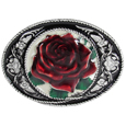 Western Rose Enameled Belt Buckle
